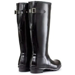 Hunter Women's Original Back Adjustable Gloss Rain Boots In Black -Fashion Shoes 1 7 179 hunt tall adjustable gloss black 1 1100x