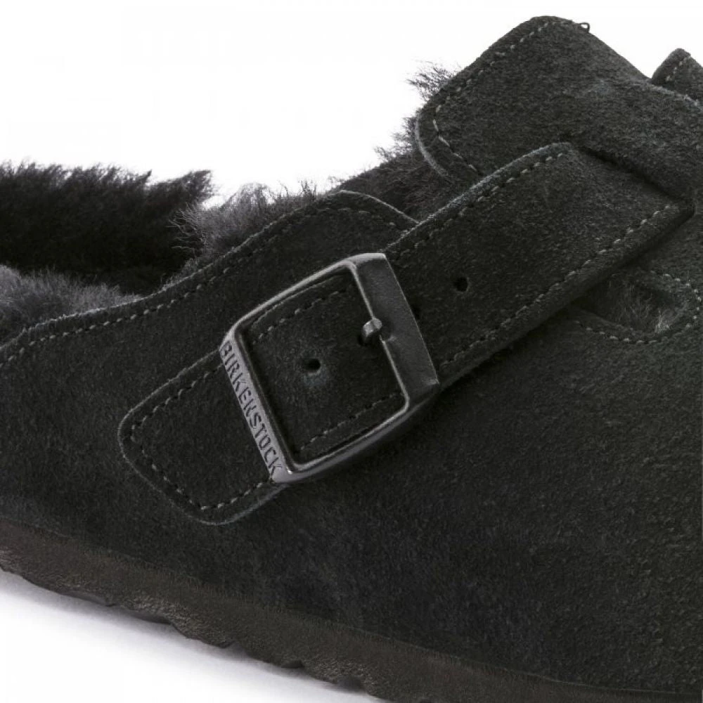 Birkenstock Boston Shearling Suede Leather In Black 6 Birkenstock Boston Shearling Suede Leather In Black - Image 4