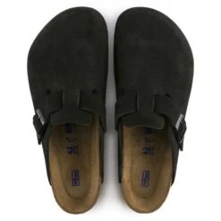 Birkenstock Boston Softbed Suede Leather In Black -Fashion Shoes 660471 3 1100x